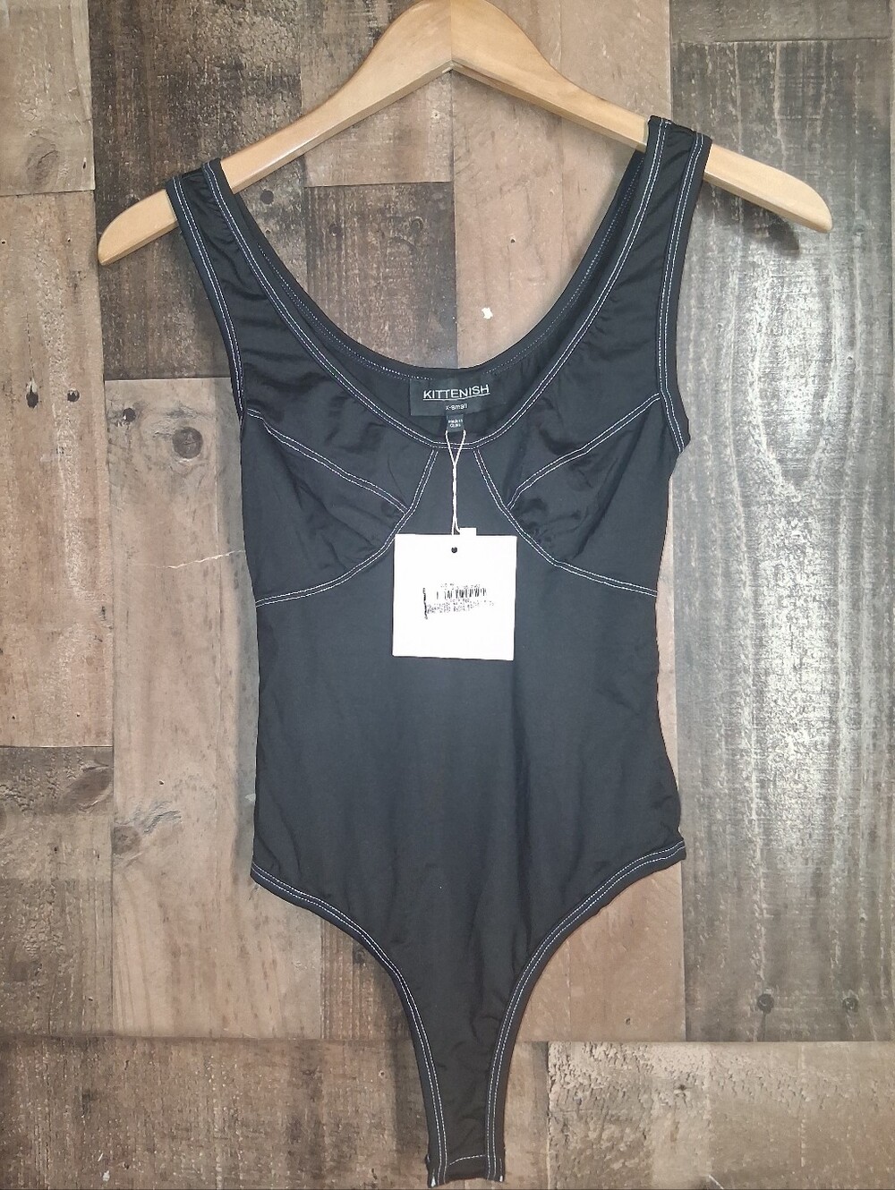 NWT Kittenish Jesse James Decker Black Bodysuit Thong Size XS Black